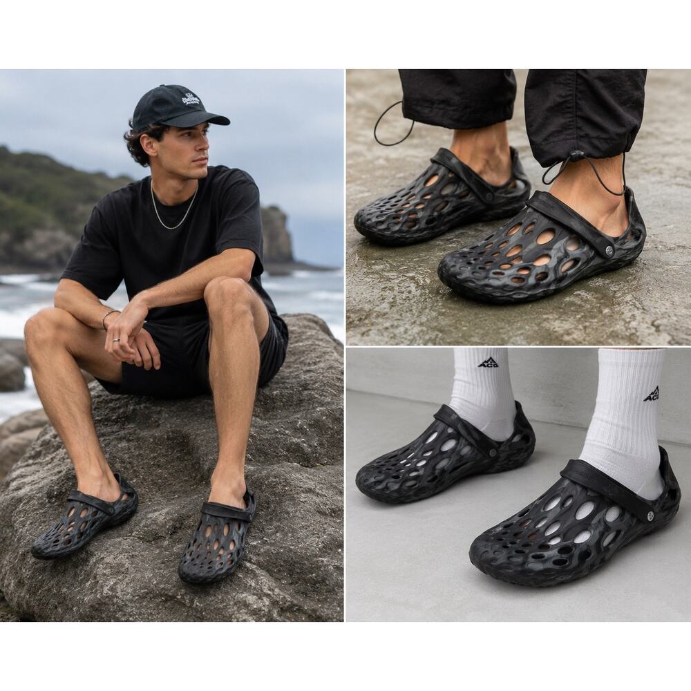 Merrell Hydro Moc Black Marble Water Shoes Slip On Clogs Men’s 15 - Picture 2 of 12